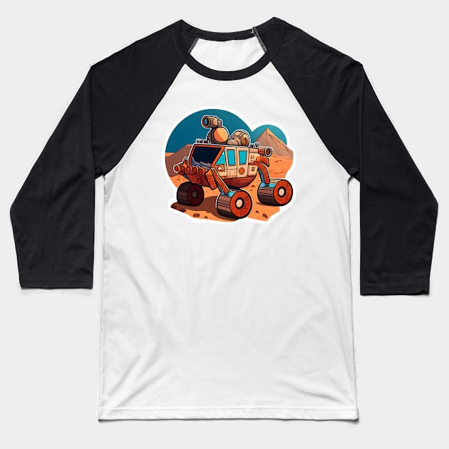 Mars Rover but he's gone for a walk in the mountainside Sticker Baseball T-Shirt by Walford-Designs